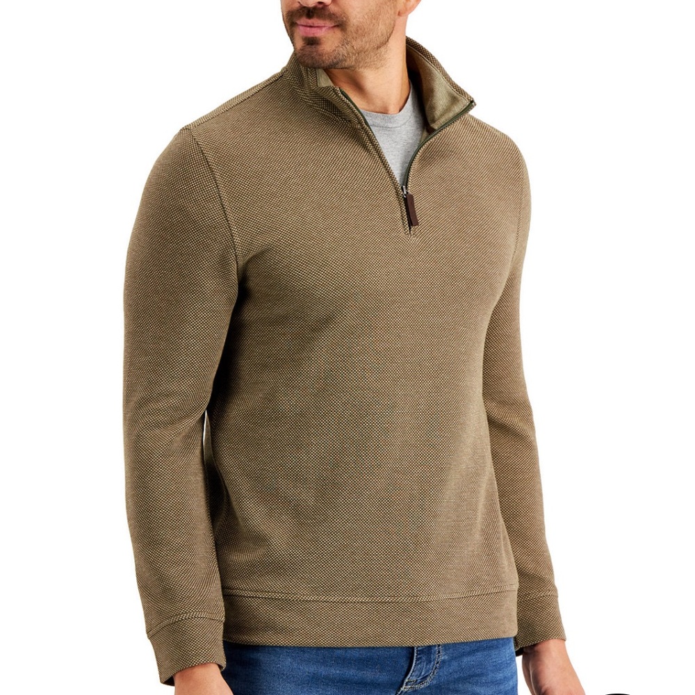 Club Room Bird’s Eye Quarter Zip Pullover